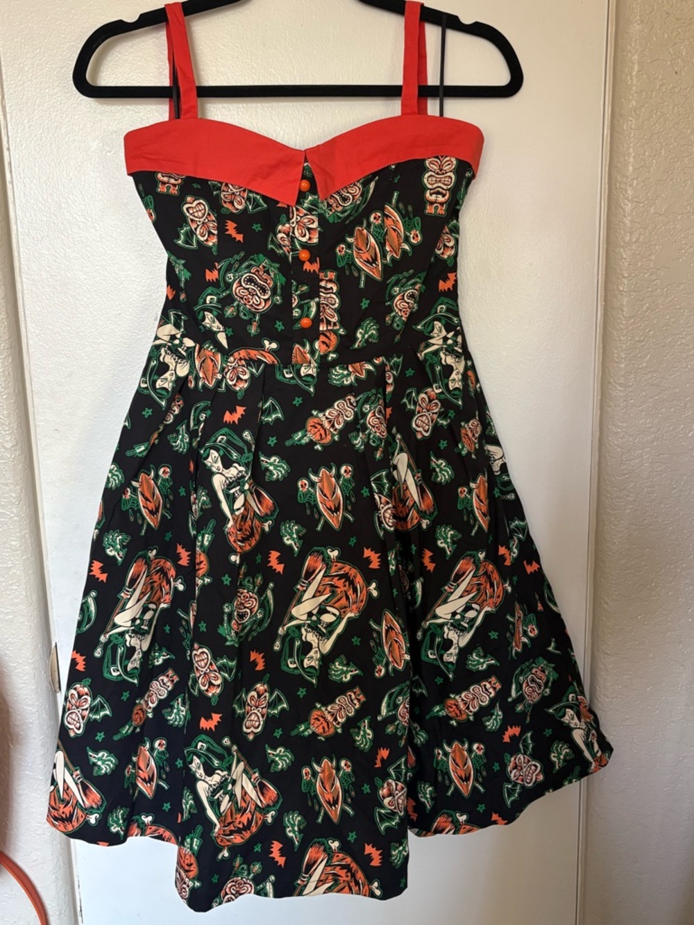 Sourpuss Halter Dress Women’s Small Retro Spooky Tiki Design